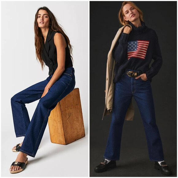 Agolde Denim - AGOLDE Jeans Pinch Waist High Rise Kick Flare Dark Wash Blue Denim size 28